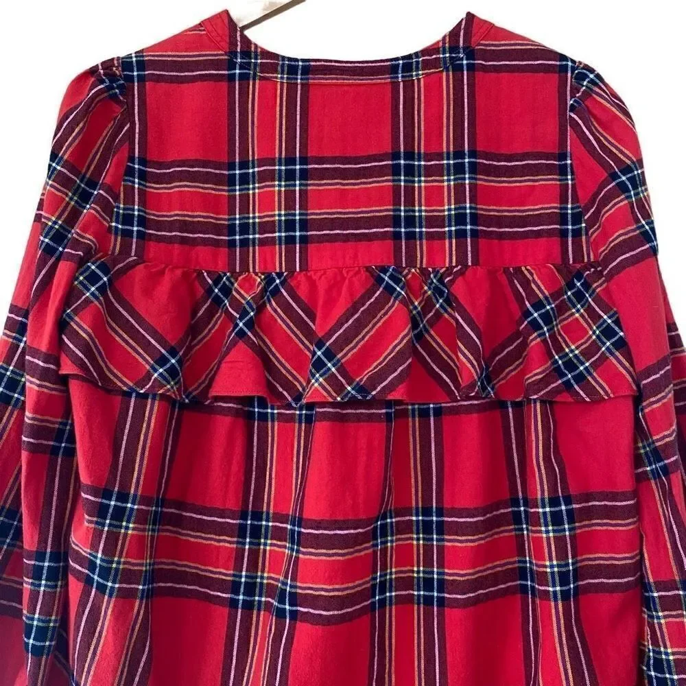 J.crew plaid flannel ruffle top